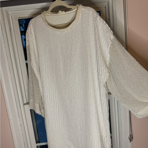 Anthropologie Let Me Be Sequin Mini Dress Bridal Wedding Beaded - Picture 4 of 7